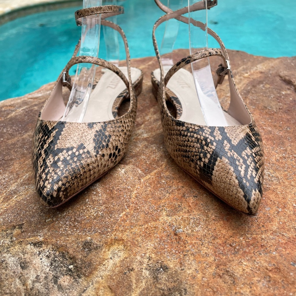 EUC SCHUTZ Snakeskin Pointed-Toe Ankle Strap Mules - Picture 3 of 11